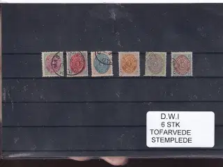 Dansk Vestindien - 6 Stk. Tofarvede - Stemplet