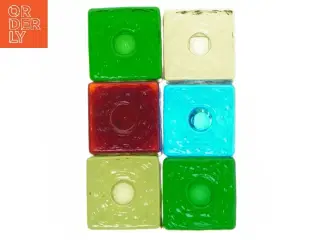 Farvede glas fyrfadsstager (str. 4x4x4 cm)