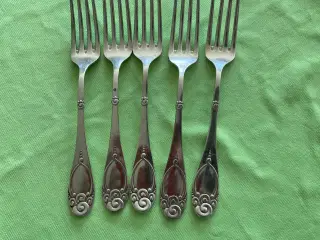 5 frokost gafler i sølvplet