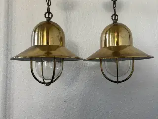 Messing skibslamper i god stand 