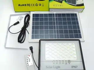 NY! 150W LED Lampe + Solpanel + Fjernbetjening