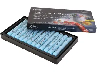 Gallery Oliepastel, L: 7 cm, diam. 11 mm, tykkelse 11 mm, isblå, 12stk./ 1 pk.