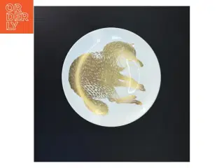 Porcelænssamlerfad med ulvedekoration fra Gustavsberg (str. Ø 25 cm)