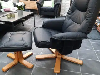 2 stk læderlænestole med skamler og dreje/vip sælg