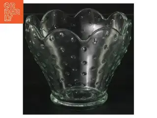 Glasvase med prikker (str. Ø 12 cm længde 10 cm)