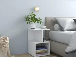 Sengebord 35x35x55 cm konstrueret træ hvid