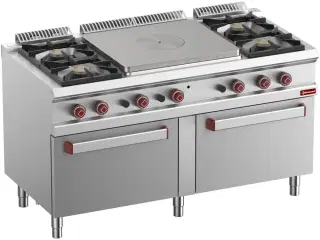 Gaskomfur 4 blus (4x 7kW) & Central glødeplade