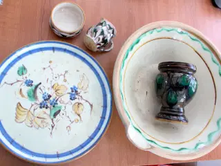 Knabstrup Serveringsfade, Sukker flødesæt, Vase