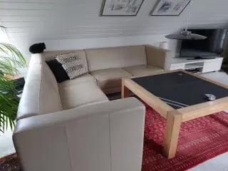 Hjørnesofa  beige læder