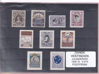 Dansk Vestindien - Julemærker 1908 - 16 - 9 stk. - Postfrisk