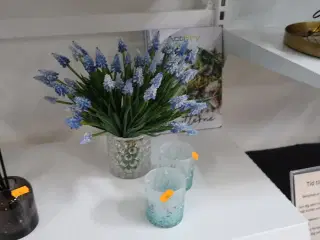 3 stk. lysestager/vaser med kunstige blomster