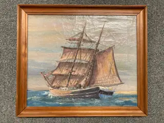 Maleri skibsportræt skib på havet