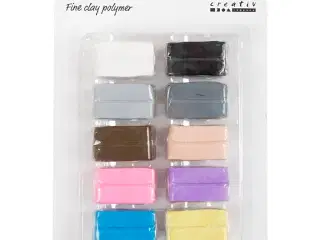 Fine Clay Polymer, pastelfarver, 10x20g/ 1 pk.
