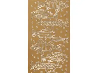 Stickers, fisk, ark 10x23 cm, guld, 1 ark