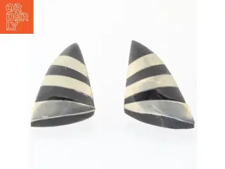 Øreringe med striber (str. 4 x 2,5 cm)