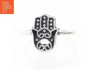 Sølvring med Hamsa-hånd (str. 47 mm)
