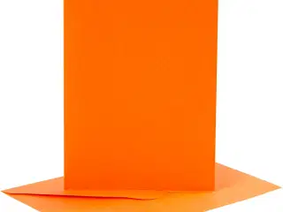 Kort og kuverter, kort str. 10,5x15 cm, kuvert str. 11,5x16,5 cm, 110+220 g, orange, 6sæt/ 1 pk.