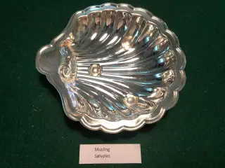 Musling 12,5 x 12,5 cm Sølvplet