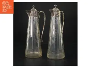 Vintage glas kander med metal låg (str. 30 cm)