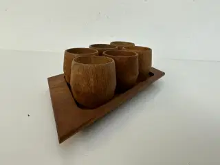 6 stk æggebægre i teak (retro)