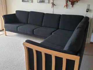 Hjørnesofa, Skalma, sort stof