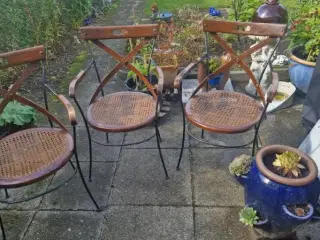 Tre fine stole, teaktræ, fransk flet