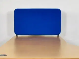Skærmvæg i blå, bordmonteret inkl. beslag - til bordende, 80cm