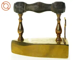 Gammelt strygejern i messing til kul (14 x 12 cm)