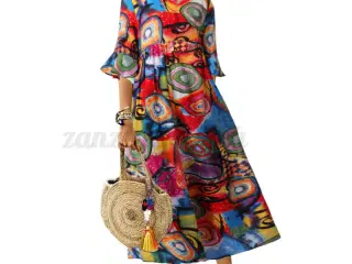 Kjole-Maxi-Flot print i størr: Medium owersized