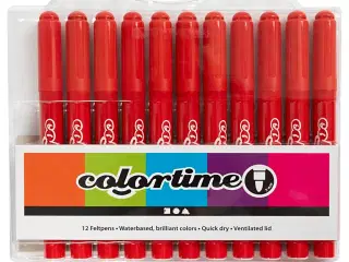 Colortime Tusch, Rød 5 mm - 12 stk. Kvalitetstuscher