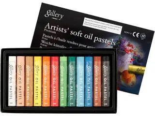 Gallery Oliepastel Premium, L: 7 cm, tykkelse 10 mm, ass. farver, 12stk./ 1 pk.