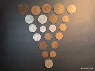Lot med engelske mønter inkl. den omtalte 1 pound