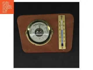 Barometer og termometer på træplade (str. 16x12 cm)