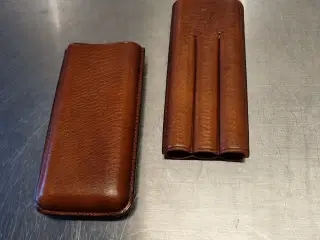 Cigaretui brunt læder til 3 cigarer.