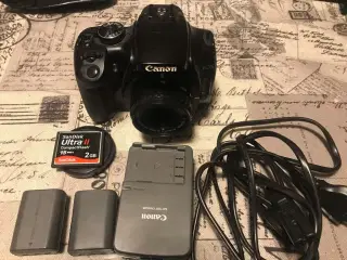 Canon 400D med tilbehør og 2 batteri