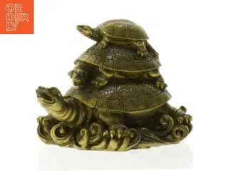 Gul metal skildpadde figur (str. 10 x 7 cm)