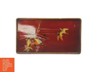 Orientalsk Lakeret  serveringsbakke med fuglemotiv (str. 37 x 21 cm)