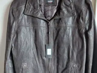 Vintage Skindjakke Mørk Brun Ny str xl . M /Foer 