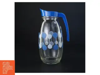 Retro glas kande med blåt låg (str. 25 x 11 cm)