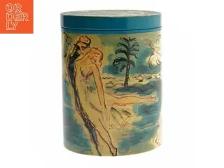 Hans Bendix illustreret metaldåse irma fra Irma (str. Ø. 11,5 cm. længde. 15 cm)