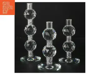 Krystal lysestager (str. 19,5 & 14 & 14 cm)