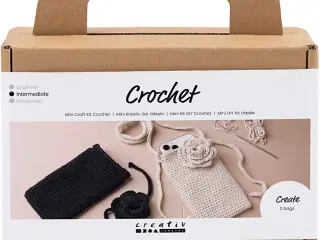 Mini DIY Kit Hækle, Taske med rose, 1 pk.