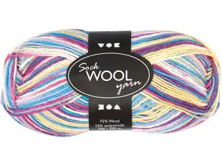 Strømpegarn, L: 200 M, lilla/pink harmoni, 50g/ 1 ngl.