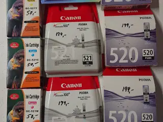 Blækpatroner til Canon Pixma printere. 10 stk nye.