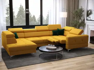 TUTSEPI MAX I RELAX HJØRNESOFA MED SOVEFUNKTION 170x350x185 CM GUL ROSARIO 470 HØJRE