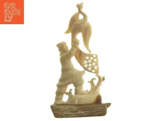 Antik KINESISK FUGL - FISKER - KINA (str. 11 cm)