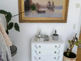 Stort og elegant vintage-maleri med smuk, detaljer