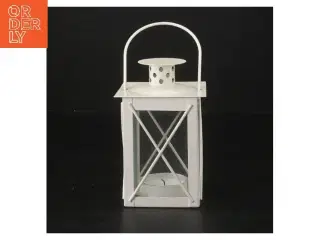 Hvid lanterne til fyrfadslys (str. 12 cm)