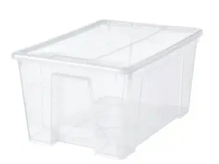 SAMLA Boks (4 stk.) med låg, transparent - 45 l