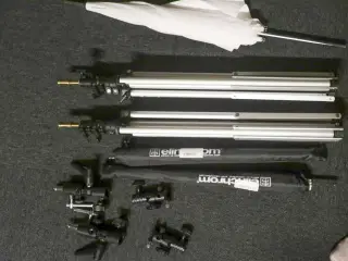 Fotostativer, 3 paraplyer 4 x monteringssæt